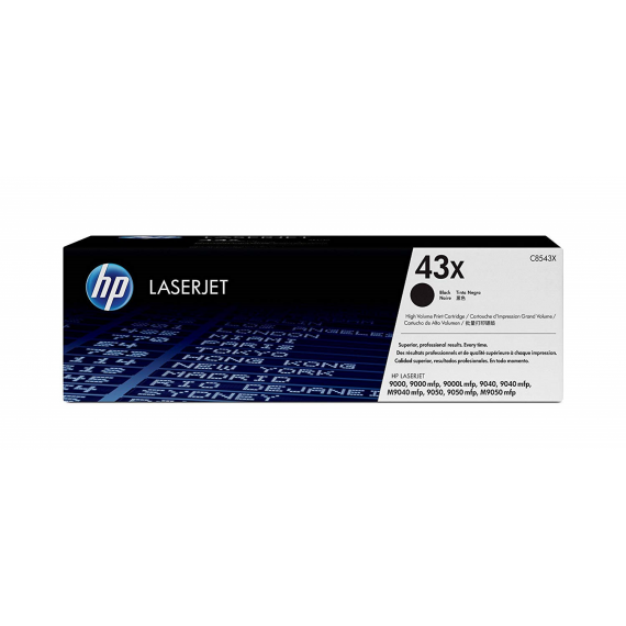 HP 43X High Yield Black Original LaserJet Toner Cartridge (C8543X)