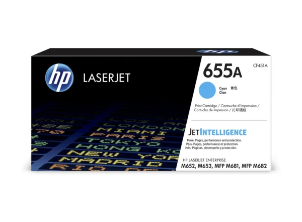 HP 655A Cyan Original LaserJet Toner Cartridge, CF451A